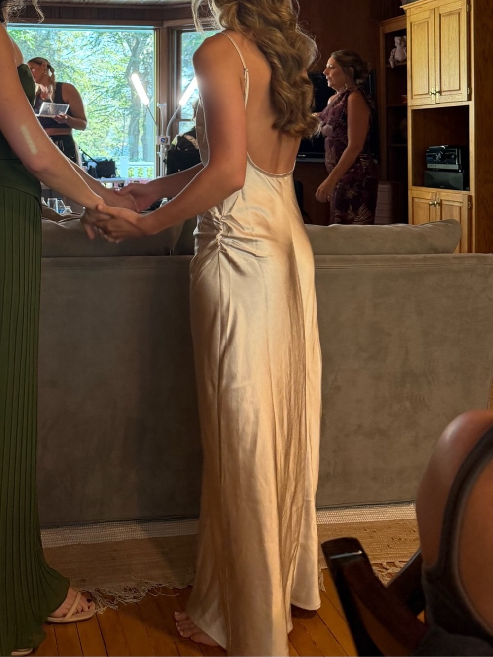 One Mile Champagne Slip Dress and Robe Set